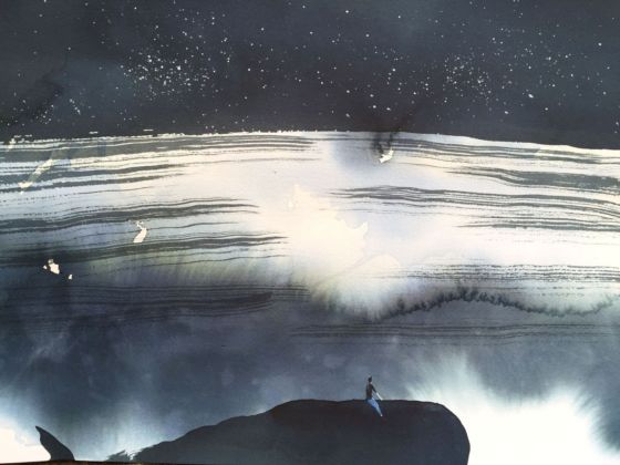 Nicola Magrin, illustrazione per Una balena va in montagna di Ester Armanino, acquarello su carta, cm 28x38