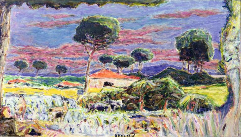 Pierre Bonnard, Landschaft im Süden, 1939. Paysage du Midi. Öl auf Leinwand, 40 × 75 cm. Privatbesitz, Deutschland