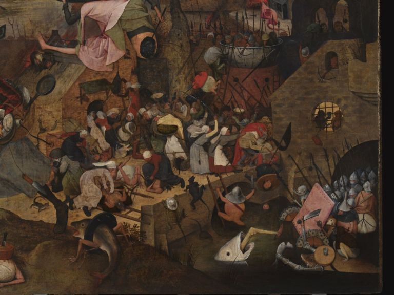 Pieter Bruegel il Vecchio, Dulle Griet, 1563, dettaglio. Museum Mayer van den Bergh, Anversa. Photo © KIK IRPA Brussel