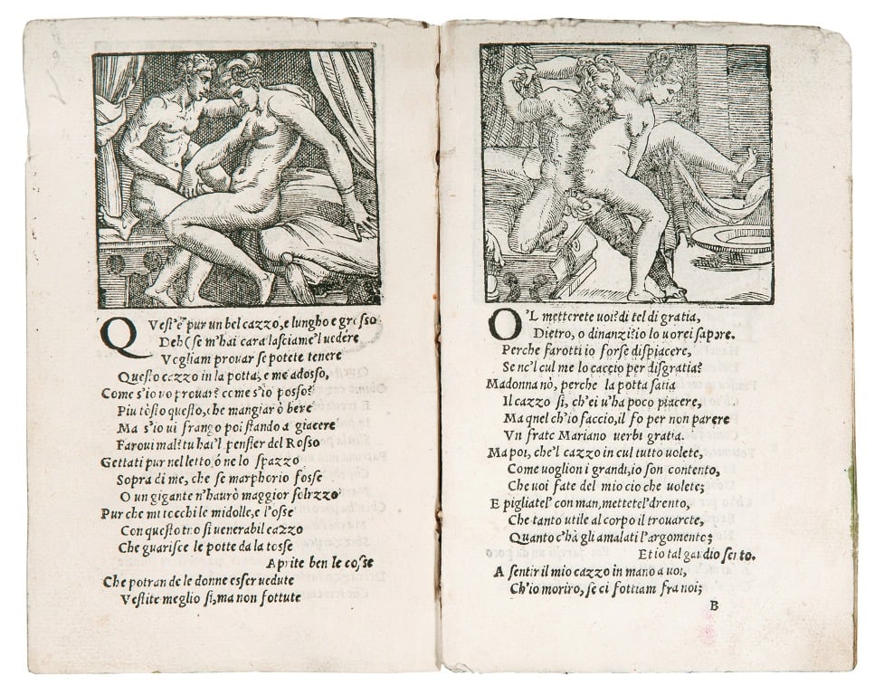 Pietro Aretino e anonimo xilografo veneziano, Sonetti lussuriosi, 1537 50. Collezione privata
