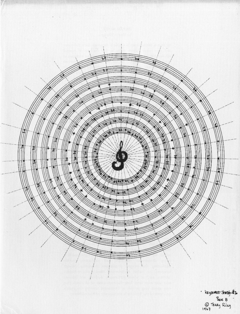 Terry Riley – Dream Music _ Keyboard Study #2 (1967), partition, Aspen n°9, The Psychedelic Issue, Ed. par Angus MacLise & Hetty MacLise, New York, Roaring Fork Press,1971