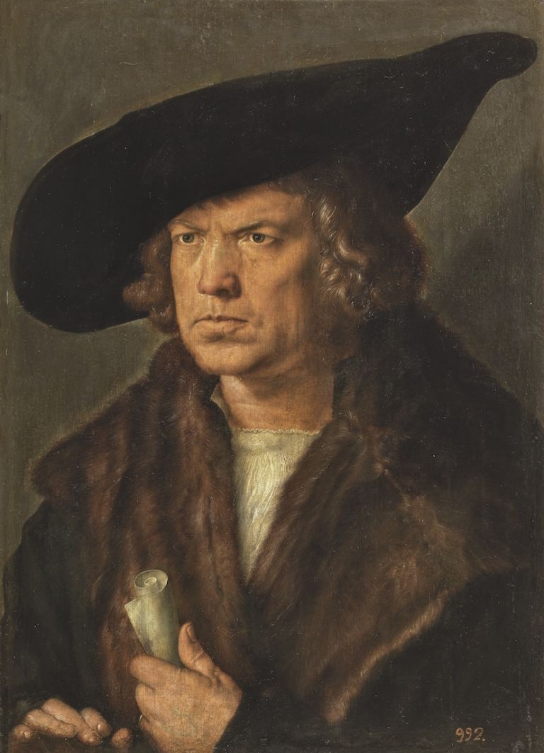 Albrecht Durer, Bildnis eines bartlosen mannes mit barett, 1521 - Madrid