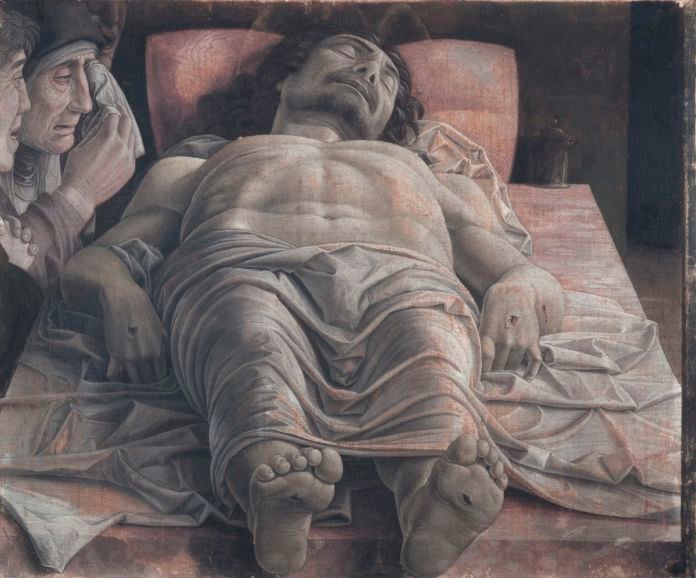 The dead Christ and three mourners*tempera on canvas*68 × 81 cm *1470 1474