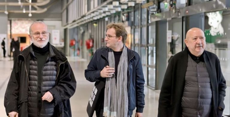Da sinistra, Jean Kalman, Franck Krawczyk e Christian Boltanski. Courtesy Opéra Comique