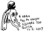 9473. Woman on 6 Train 12 5 2019. Credits Jason Polan9473. Woman on 6 Train 12 5 2019. Credits Jason Polan