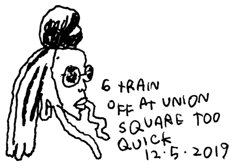 9473. Woman on 6 Train 12 5 2019. Credits Jason Polan9473. Woman on 6 Train 12 5 2019. Credits Jason Polan