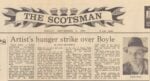 Alan Hutchison, Artist’s Hunger Strike over Boyle, The Scotsman, 5 settembre 1980. Demarco Digital Archive
