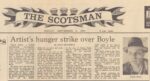 Alan Hutchison, Artist’s Hunger Strike over Boyle, The Scotsman, 5 settembre 1980. Demarco Digital Archive