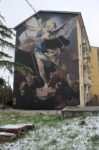 Andrea Ravo Mattoni, San Michele Arcangelo (riproduzione da Luca Giordano), 2019, ImbrArtiamo Street Art e Misteri, foto di Antonella Palladino