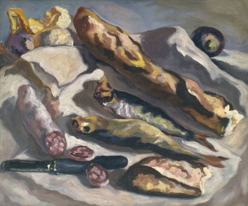 Carlo Levi, Natura morta con aringhe e pane, 1940 ca., olio su tela, 50x60,5 cm. Roma, Fondazione Carlo Levi