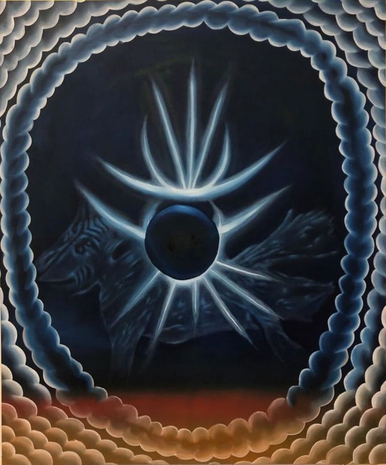 Diego Gualandris, Scoiattolo dell'Apocalisse, 2019, olio e acrilico su tela, 100x80 cm