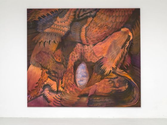 Diego Gualandris, Terza testa del Galloleone, 2018, olio su tela, 205x235 cm
