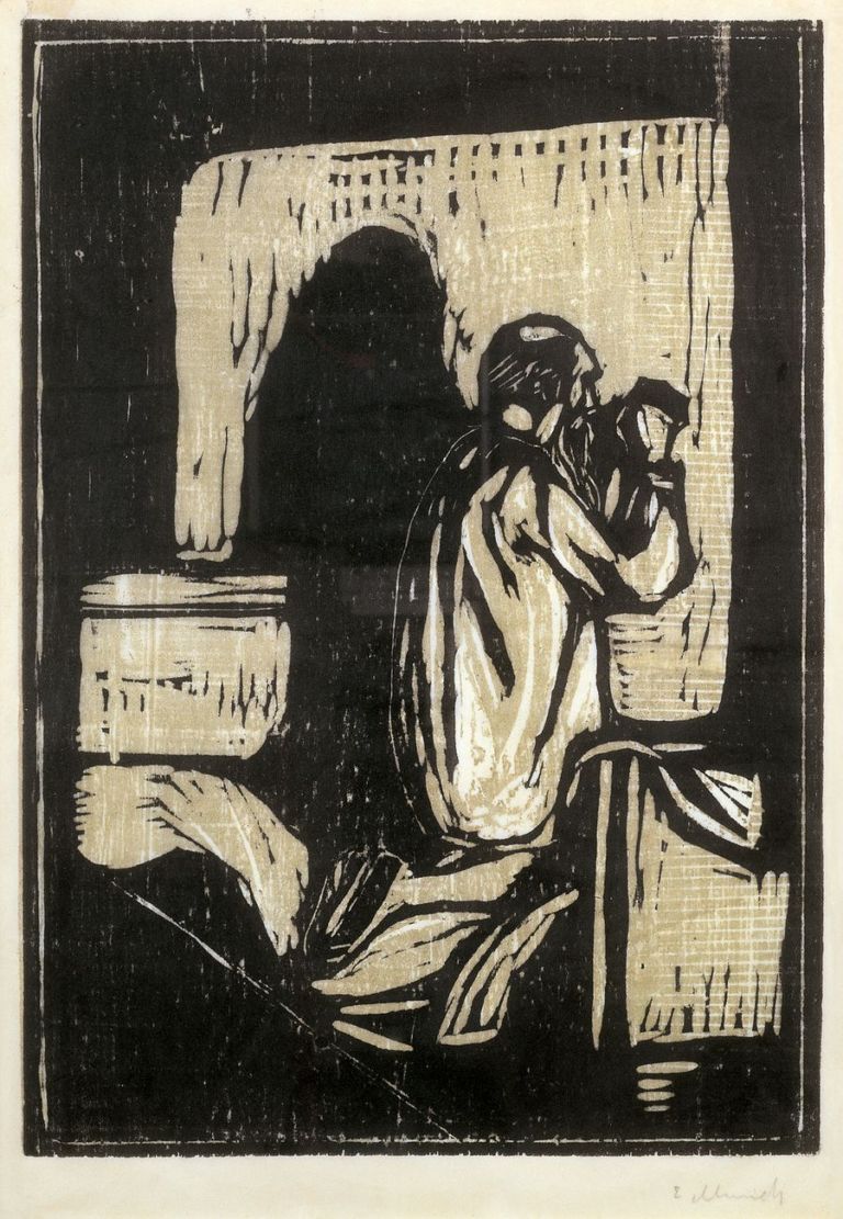 Edvard Munch, Vecchio in preghiera, 1902, xilografia su carta giapponese. Musei Vaticani, Collezione d’Arte Contemporanea. Photo © Governatorato SCV, Direzione dei Musei e dei Beni Culturali