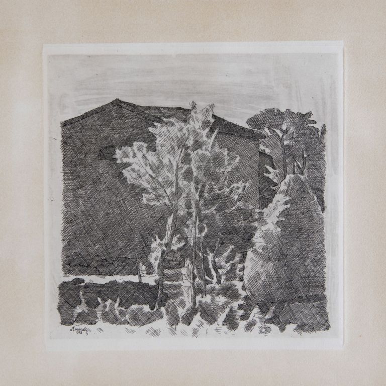 Giorgio Morandi, Il poggio al mattino, 1928, acquaforte. Musei Vaticani, Collezione d’Arte Contemporanea. Photo © Governatorato SCV, Direzione dei Musei e dei Beni Culturali