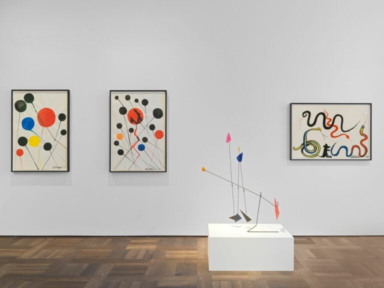 Installation view, ‘Calder’ at Hauser & Wirth St. Moritz, until 9 February 2020. © 2019 Calder Foundation, New York / Artists Rights Society (ARS), New York / ProLitteris, Zurich. Courtesy the Foundation and Hauser & Wirth