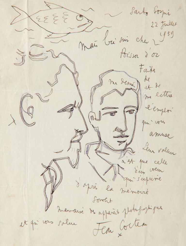 Jean Cocteau, Lettera, 1959. Collezione Vanni e Alina Scheiwiller, Milano