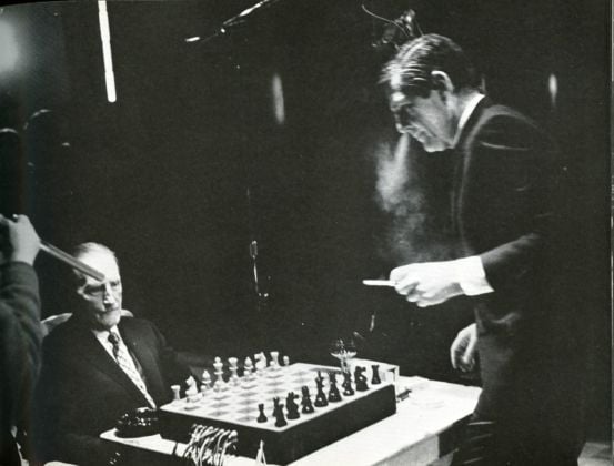 John Cage & Marcel Duchamp, Reunion (Shigeko Kubota, 1968). Courtesy John Cage Trust & Shigeko Kubota Video Art Foundation