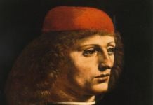 Leonardo da Vinci, Ritratto di musico, 1485 ca. Pinacoteca Ambrosiana, Milano, dettaglio