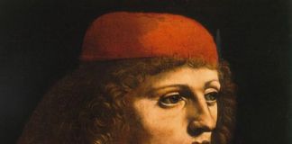 Leonardo da Vinci, Ritratto di musico, 1485 ca. Pinacoteca Ambrosiana, Milano, dettaglio