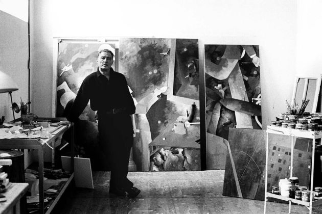 Mario Dondero, Emilio Tadini nel suo atelier a Milano, 1990