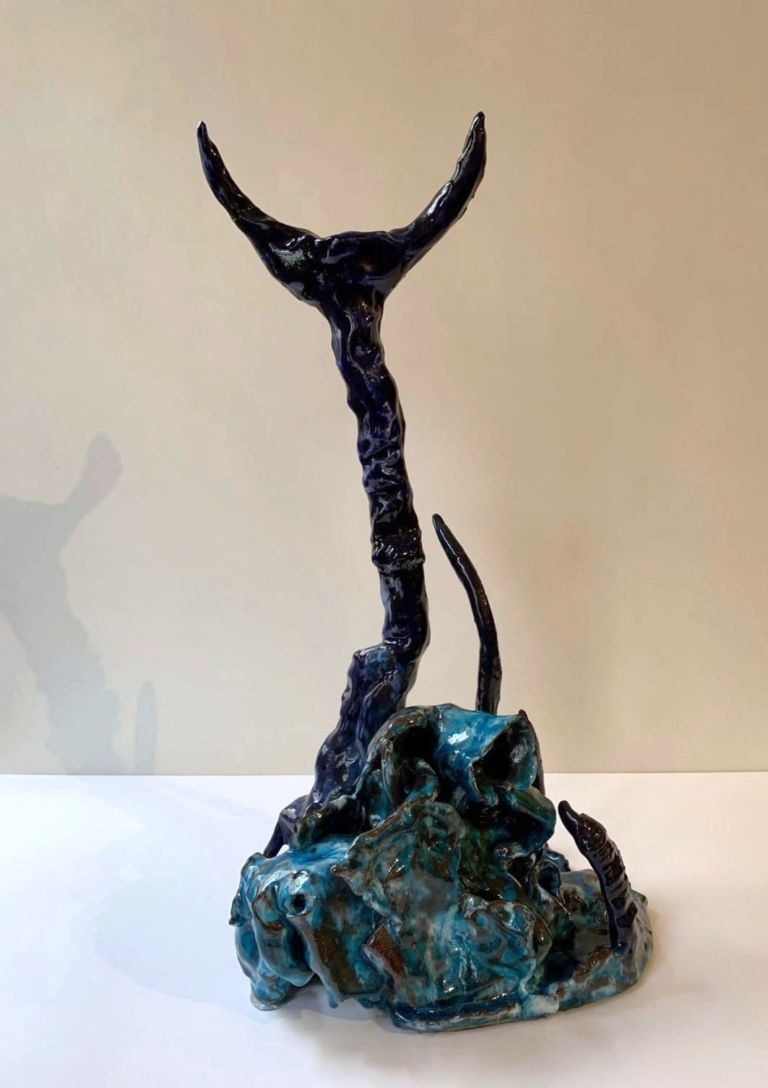 Michele Ciacciofera, Earth Island #5, 2019, glazed ceramic, 61x32x32 cm