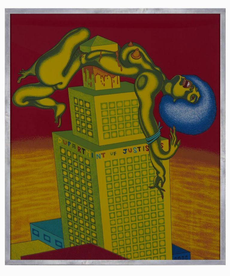 Peter Saul, Angela, Departmint of Justiss, 1972. Collection [mac] musée d’art contemporain, Marseille. © Peter Saul. Photo Chipault et Soligny. Courtesy [mac]