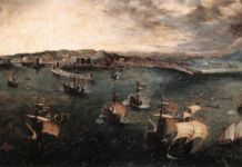 Pieter Bruegel il Vecchio, Battaglia nel porto di Napoli, 1556 ca. Galleria Doria Pamphilj, Roma _thumb