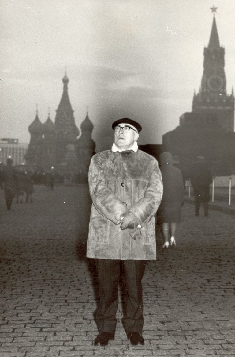 Victor Masilev, Cesare Zavattini sulla Piazza Rossa, Mosca, 1968