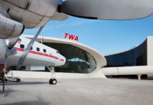Wind beneath her wings! The TWA Hotel’s 1958 Lockheed Constellation “Connie” airplane has been transformed into a cocktail lounge. Photo credits TWA Hotel – David Mitchell