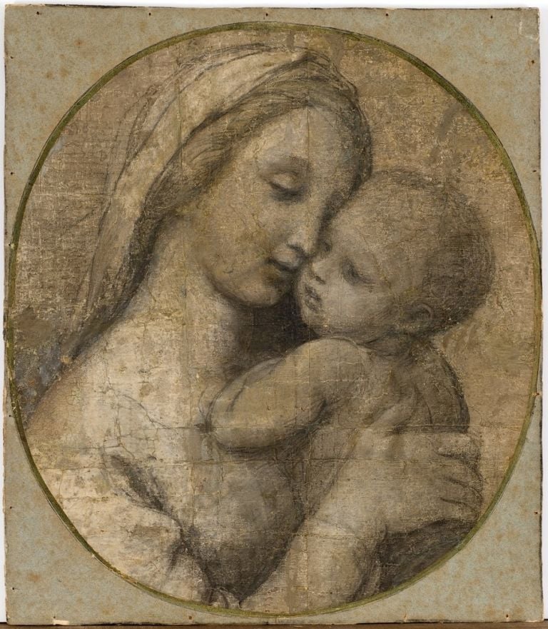 Raffaello, Madonna Tempi, 1507-08 ca., pietra nera con lumeggiature in bianco. Montpellier, Musée Fabre. Photo © Musée Fabre de Montpellier Méditerranée Métropole - Frédéric Jaulmes