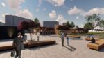 Rendering del progetto di riqualificazione di Place Jacques Cartier, tra lo spazio pubblico attrezzato e il nuovo padiglione espositivo. Progetto Shared Space, Development and Relate. Vincitore del concorso internazionale Play you airpot - Saison 2 nella categoria New urban development. Autori: Arturo Becchetti, Fabrizio Felici e Alessandra Pusceddu