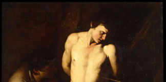 Caravaggio (attr.), San Sebastiano, particolare. Collezione privata