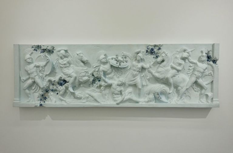 Daniel Arsham, Blue Calcite Eroded Sarcophagus with Nereids, 2019