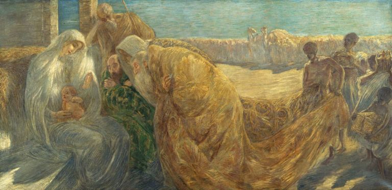 Gaetano Previati, Adorazione dei Magi, 1890 94, olio su tela, Tortona, “il Divisionismo” Pinacoteca Fondazione C.R. Tortona