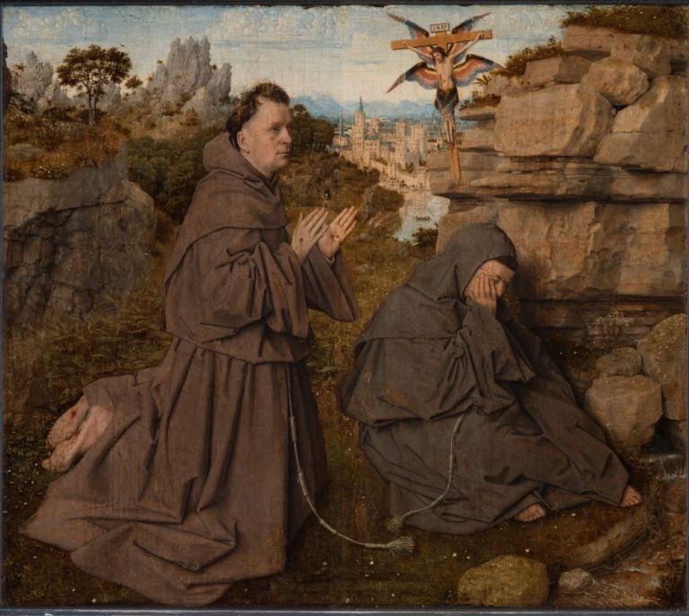 Jan van Eyck, San Francesco d'Assisi riceve le stigmate, 1432. Galleria Sabauda, Torino