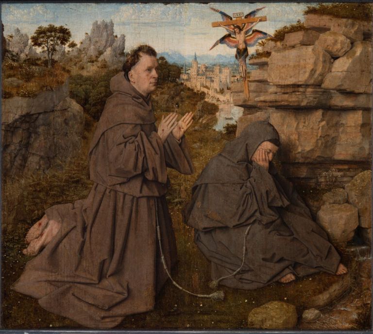 Jan van Eyck, San Francesco d'Assisi riceve le stigmate, 1432. Galleria Sabauda, Torino