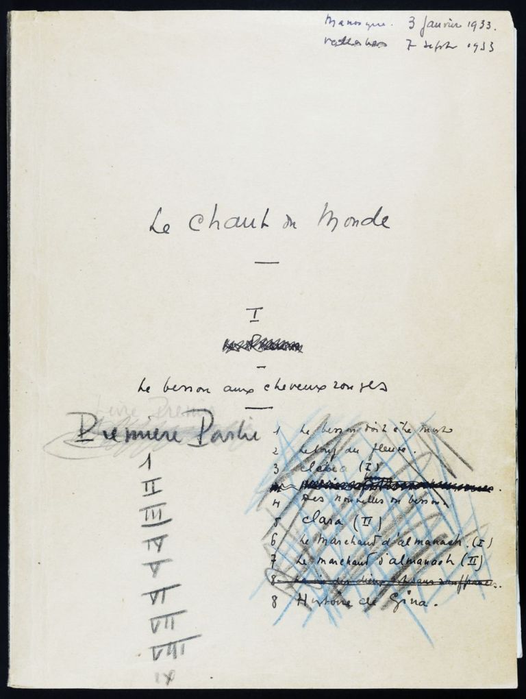 Jean Giono, Le chant du monde, manoscritto autografo, 1933. Collection Centre Jean Giono – DLVA © DLVA - Service communication, Laurent Gayte