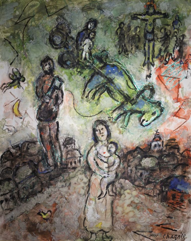 Marc Chagall, Il carretto sulla città, 1981. Collezione privata, Svizzera © Chagall ® by SIAE 2019