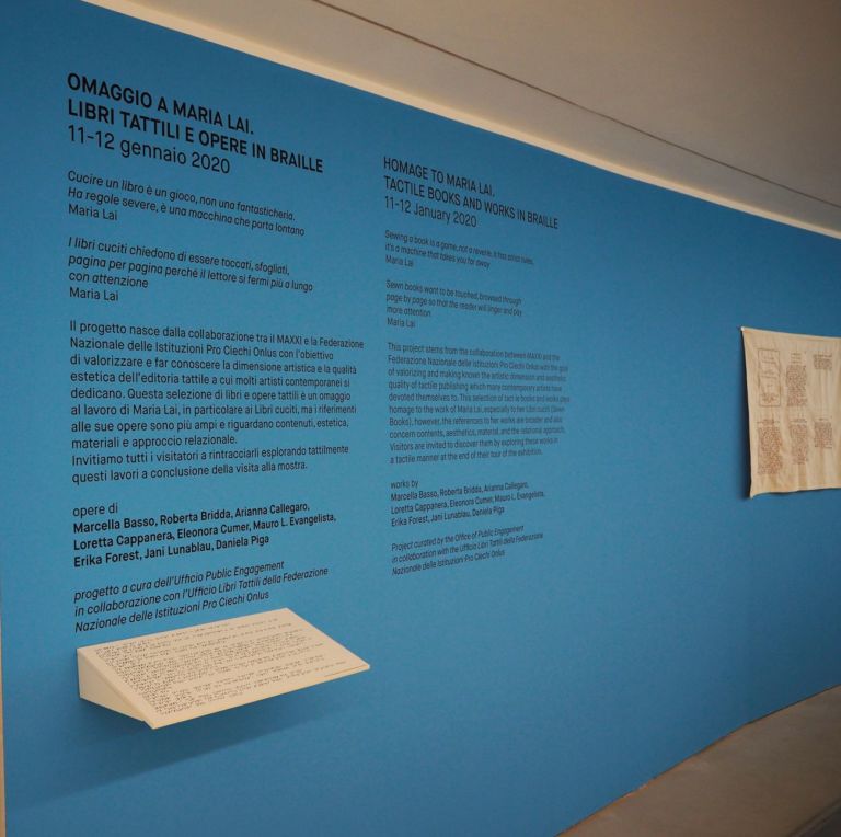 Omaggio a Maria Lai. Libri tattili e opere in Braille. MAXXI, Roma 2020. Photo Mina Grasso