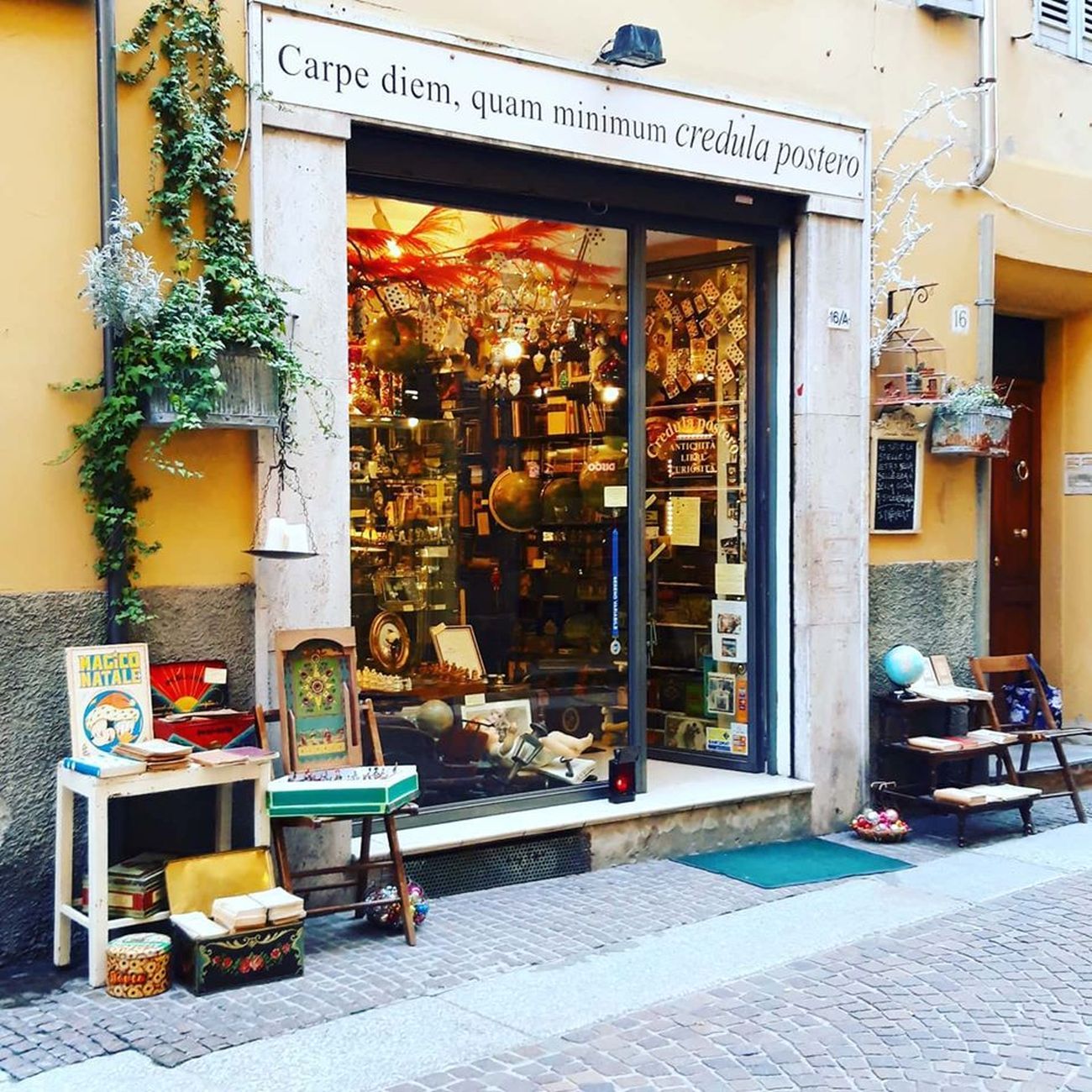 Uno dei negozi della via degli antiquari a Parma