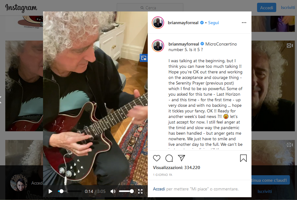 Brian May su Instagram