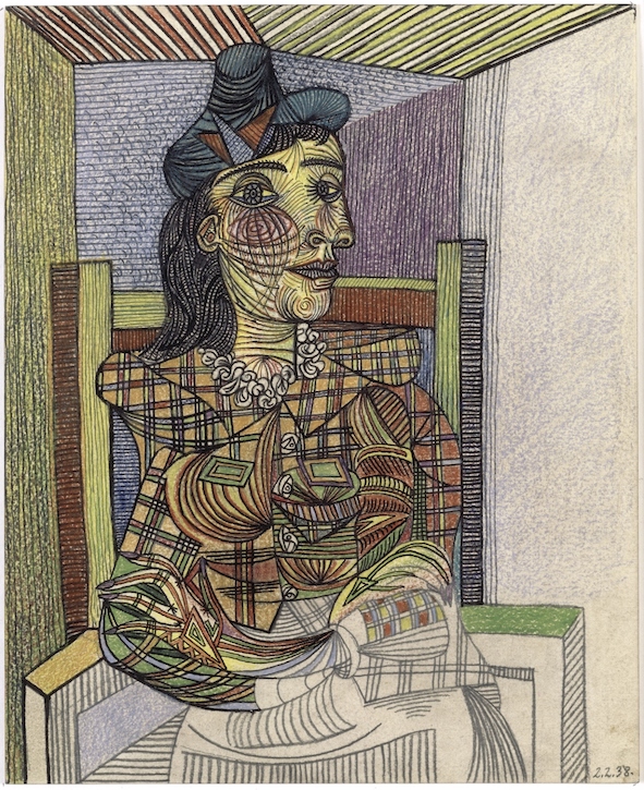 Pablo Picasso, Dora Maar assise, 2 Février 1938, Musée national Picasso-Paris © Succession Picasso 2019