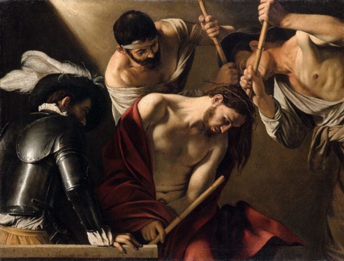Caravaggio, The crowning with Thorns,Roma c.1603 , Vienna Kunsthistorisches Museum