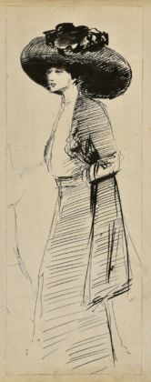 Adriana Bisi Fabbri, Figurino di moda, 1911 ca., china su carta, 29 x 10,8 cm. Collezione G.M.C. Photo Manusardi