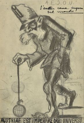 Adriana Bisi Fabbri, L'Austria come impera sul mondo, 1915, matita su carta, 19,5 x 13,5 cm. Collezione privata. Photo Manusardi