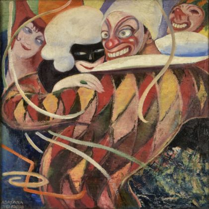 Adriana Bisi Fabbri, Maschere, 1914, olio su tela, 69,5 x 69,5 cm. Collezione Gr.C. Photo Manusardi