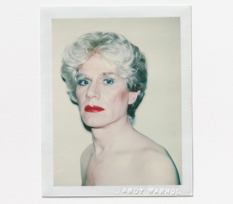 Andy Warhol, Self Portrait in Drag, 1981, Polacolor 2 © 2020 The Andy Warhol Foundation for the visual Arts, Inc. Licensed by DACS London. Courtesy BASTIAN London.