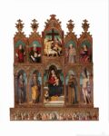 Autore Ignoto del XVI secolo, Madonna con Bambino, Santi e Apostoli, XV sec. Chiesa di San Francesco, Monte San Pietrangeli (FM)