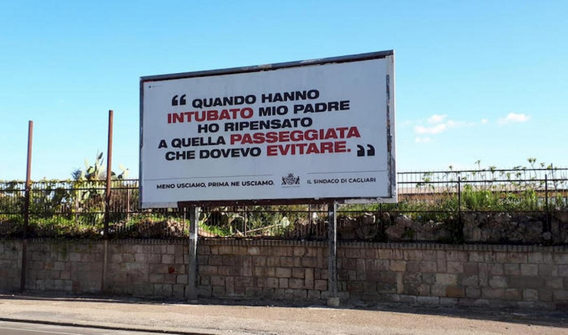 Cagliari campagna Coronavirus 2 Pubblicità shock a Cagliari. Contagi e decessi: caccia al colpevole. Un flop?