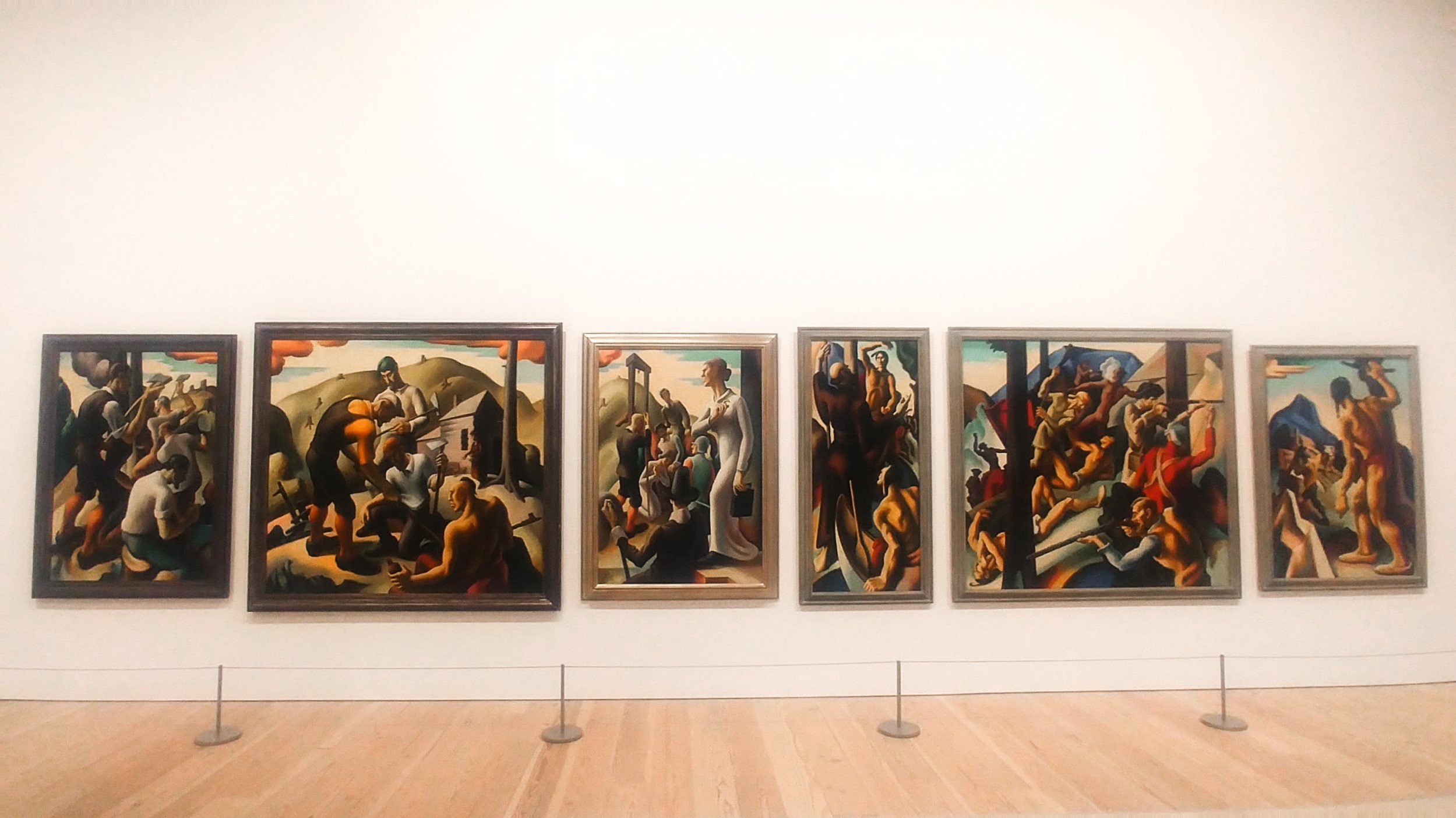 Thomas Hart Benton, selezione da American Historical Epic, 1920-28, una delle opere in mostra per Vida Americana al Whitney Museum. Photo: Maurita Cardone